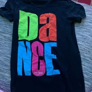 a black (dance) t-shirt for children and it is a size small . only used 2 times